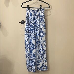 Blue and White Patterned Women's Pants